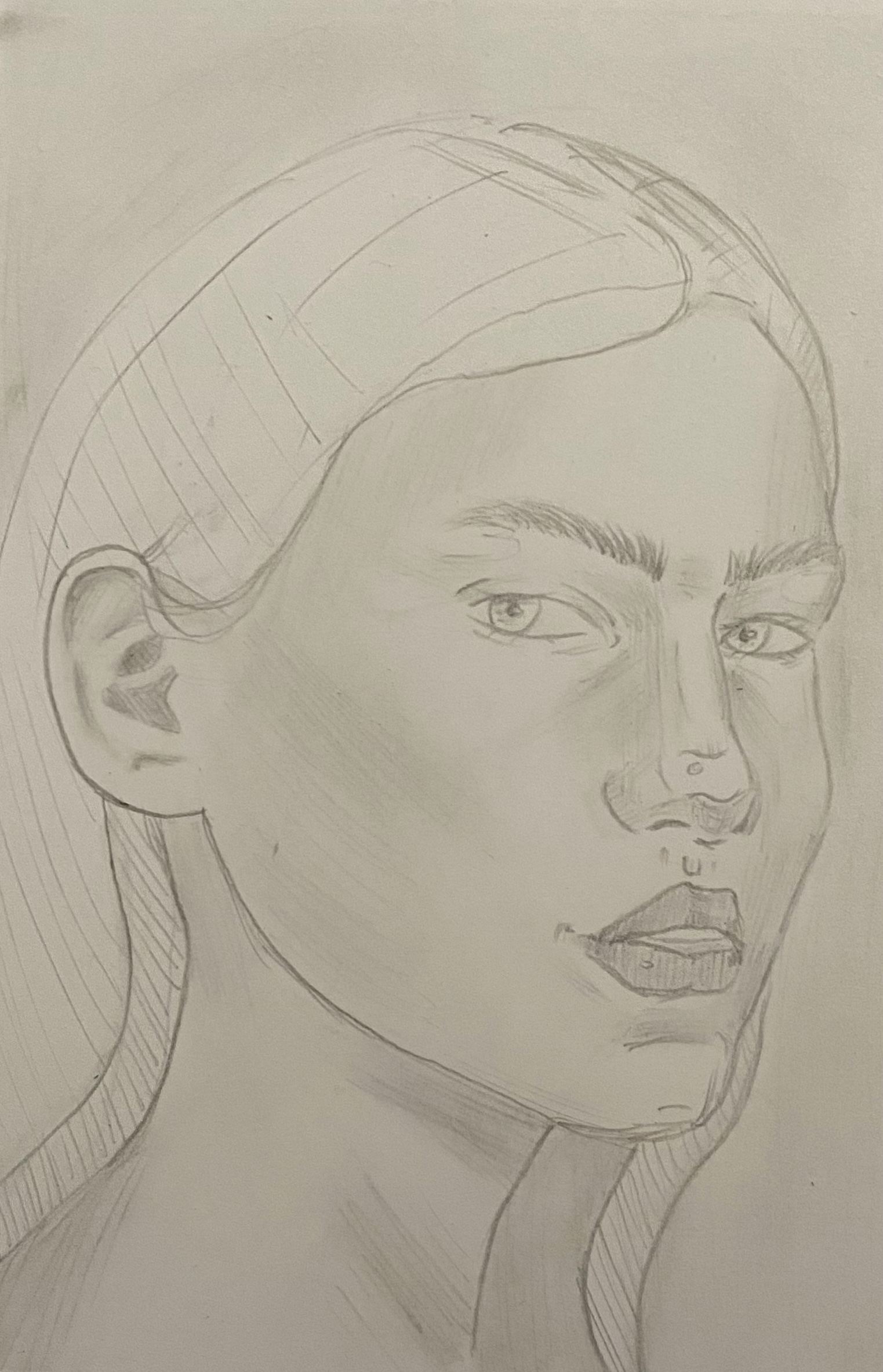 Portrait femme au crayon